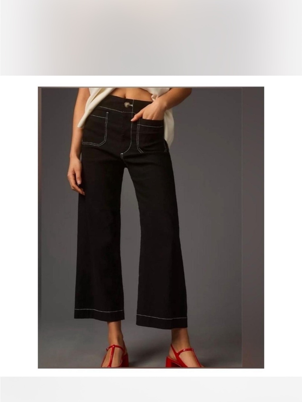 Maeve Collette Wide-Leg Women's Linen Blend with Contrast Stitching